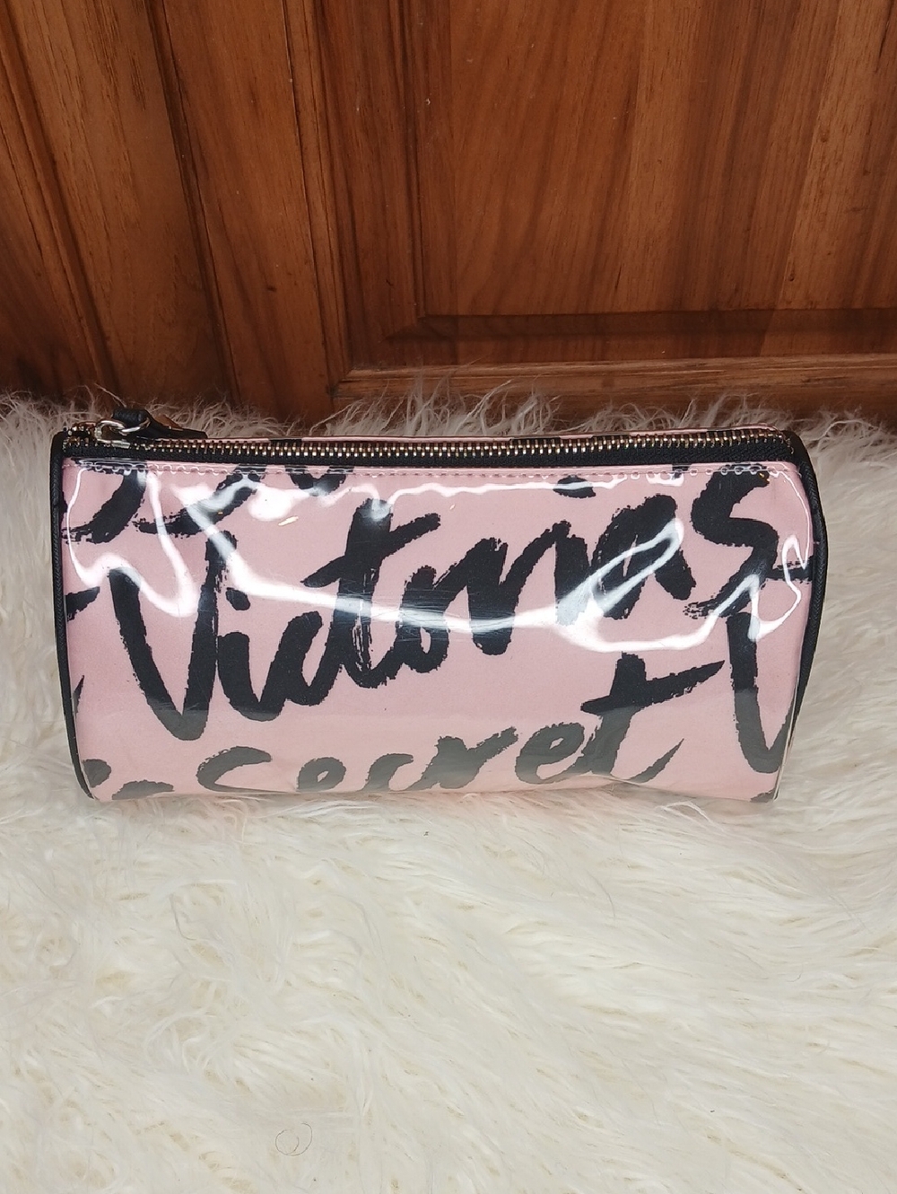 Victoria's Secret Pink Script Vinyl Cosmetic Bag